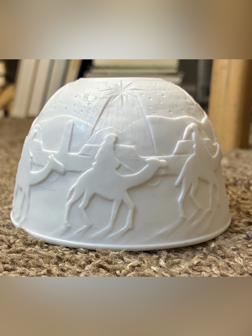 Domed Ceramic Nativity Votive Holder. Has Never Been Used. Box Not Included. $10
